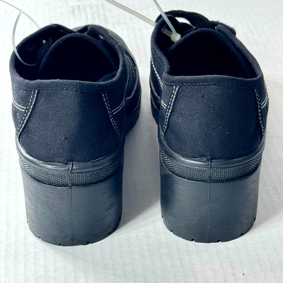 Vintage Y2K 90s Chunky Platform Lug Sole Black Canvas Shoes CL 8.5 Goth Bratz - Picture 4 of 12